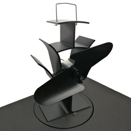 Lincsfire 2 Blade Heat Powered Stove Fan Warm Air Circulating for Wood/Log Burner/Fireplace - Eco Friendly | Black Steel