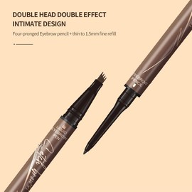 Btairves Eyebrow Pencil - Microblading Eyebrow Pen, 2-in-1 Dual-Ended Eye Brow Pencil with 4 Prong Tip and Ultra-Precise Brow Pen Tip, Eyebrow Makeup for Natural Looking, Waterproof, Dark Brown