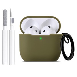 Valkit for AirPods 4th Generation Case, Silicone Shockproof Protective Skin Cover with Keychain for Women & Men (Army Green)
