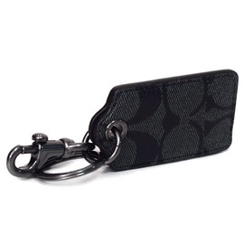 Coach Key Chain COACH Coated Canvas Leather Signature Key Ring Key Fob Keychain Charcoal CF131