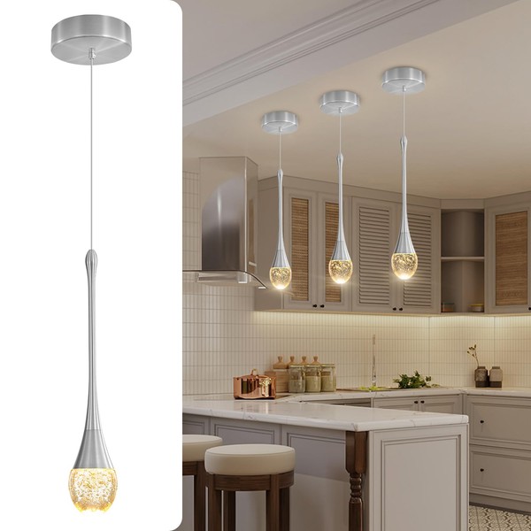 ykolupty Single Head Silver Bubble Crystal Chandelier Modern LED Pendant