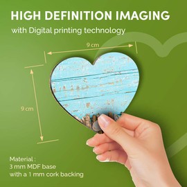 Destination Vinyl ltd Great Coasters (Set of 4) Heart - Seaside Drift Wood Sea Shells Drink Glossy Coasters/Tabletop Protection for Any Table Type #15789