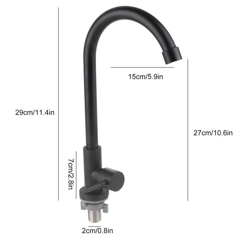 G1/2 Faucet 90 Degree Rotating Single Cold Matte Black Water