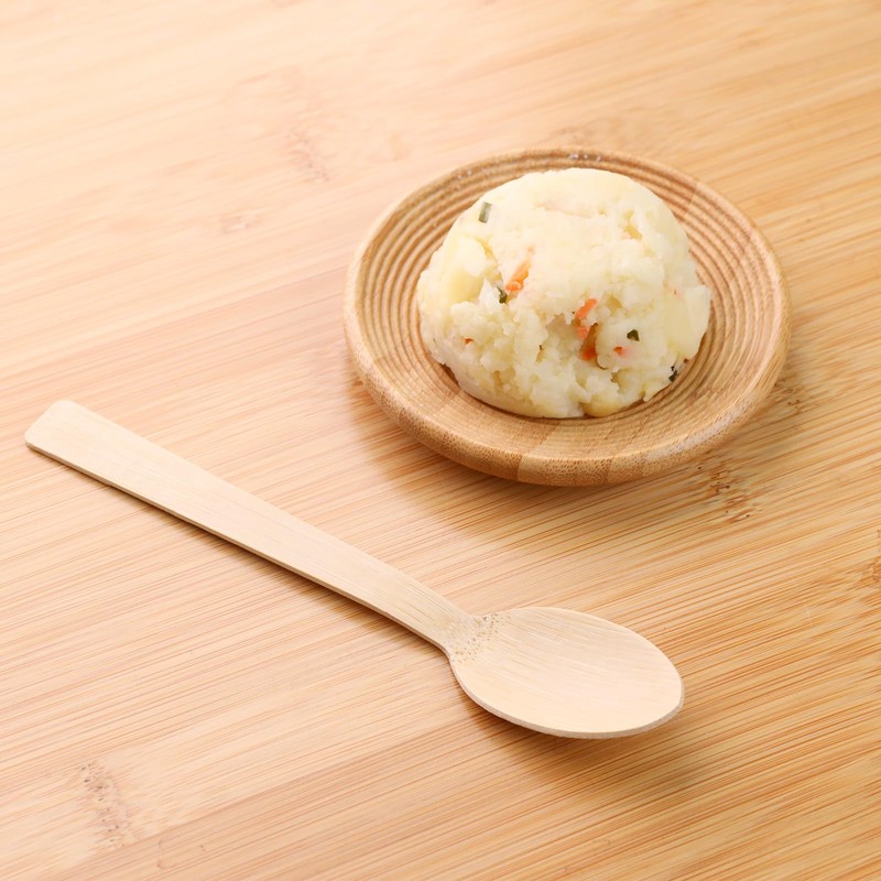 HTB Disposable Spoons Natural Bamboo 50 Pcs Outdoor Disposable Tableware
