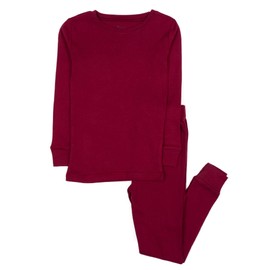 Leveret Boys Girls Kids Two Piece Cotton Pajamas Solid Maroon 6 Year