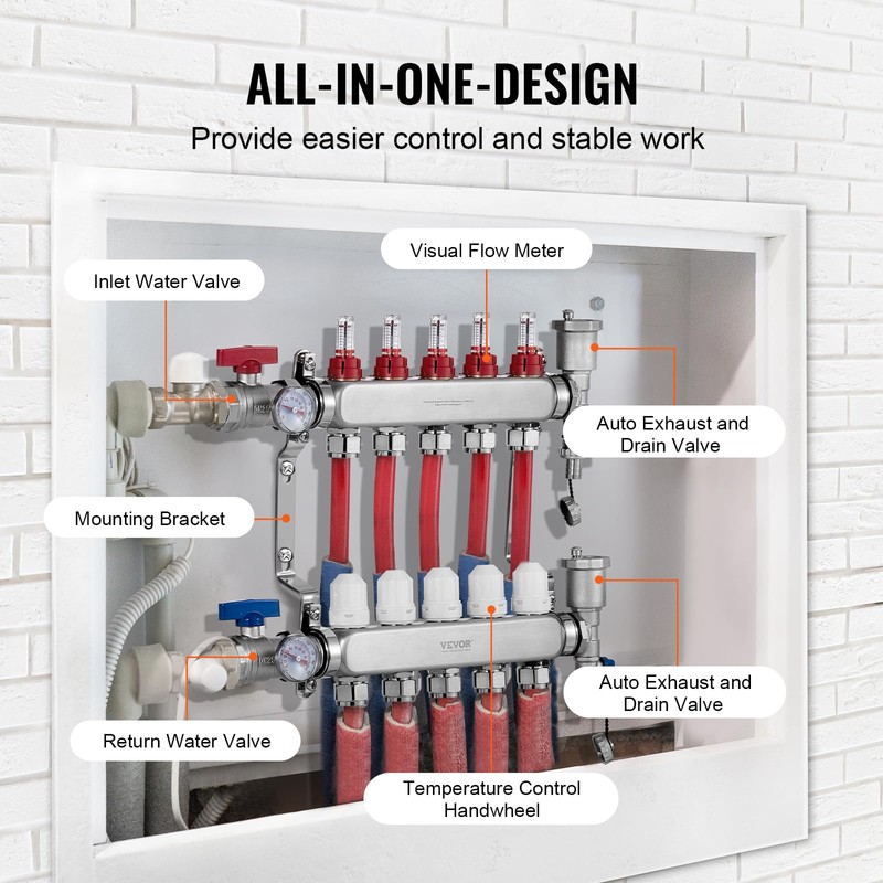 VEVOR 5-Branch Radiant Heat Manifold