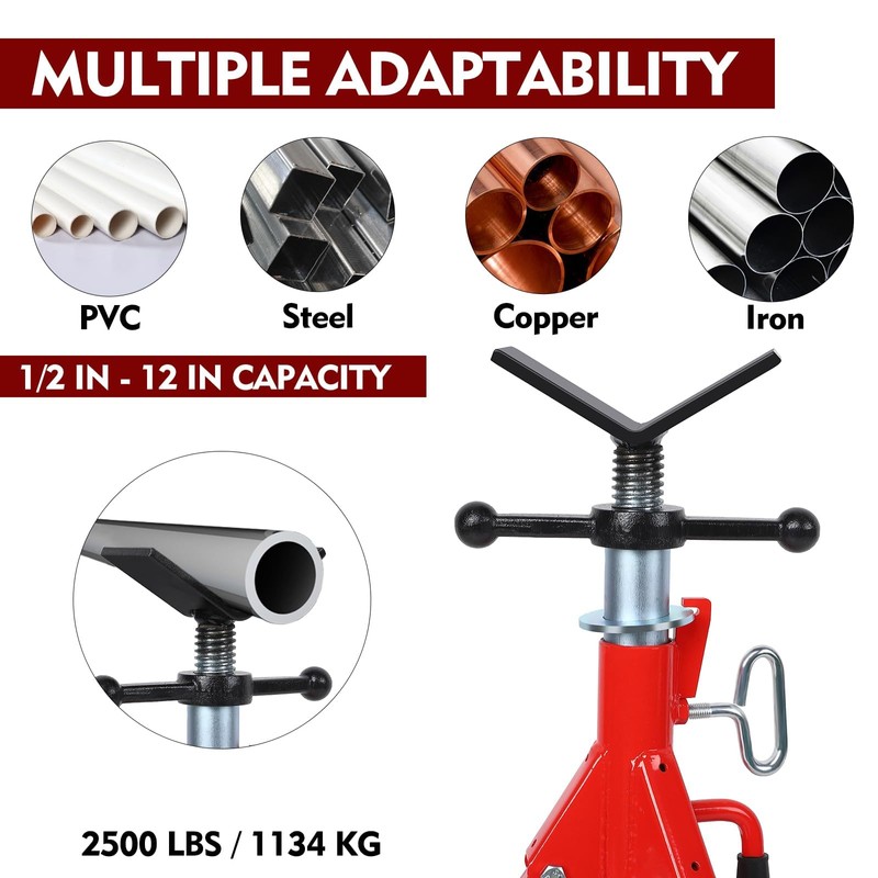 DEXSO V Head Pipe Jack Stand,28-52 Inch Adjustable Height, Foldable