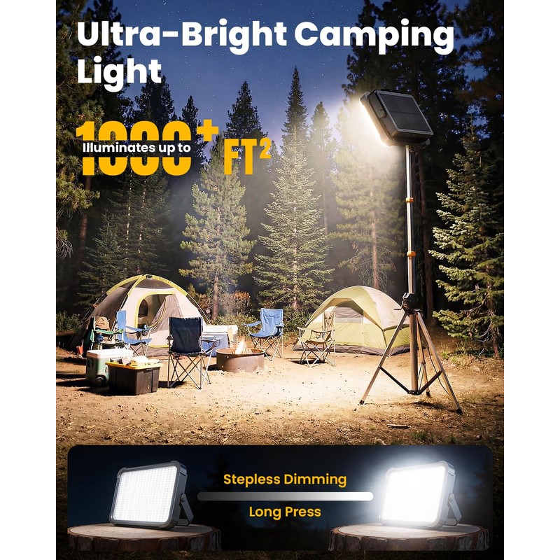 Solar Camping Lantern, 26800mAh Ultra Long Lasting Rechargeable LED Lantern