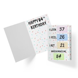 Karto Funny 84th Birthday Card for Men Women - Large 5.5x8.5 inch 84 Years Old Birthday Cards for Him Her - Feel