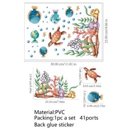 3PCS Cartoon Ocean Animals Toilet Seat Lid Stickers, Self-Adhesive Coral Dolphins Turtle Toilet Seat Decals,Under The Sea Toilets Stickers for Bathroom Restroom Decor