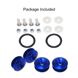 OUHL Universal JDM Quick Release Fasteners Kit Aluminum Car Bumper Fender Washers for Car Front Rear Bumpers Trunk Hatch Lids,4pcs （Blue