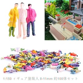 LIKENNY Scene Collection, Doll, People, People, Diorama, Model 1:150, Figure Painter, 0.3 - 0.4 inches (8 - 11 mm), Approximately 100 Pieces Set, For Dioramas, Railways, Architecture, Landscapes