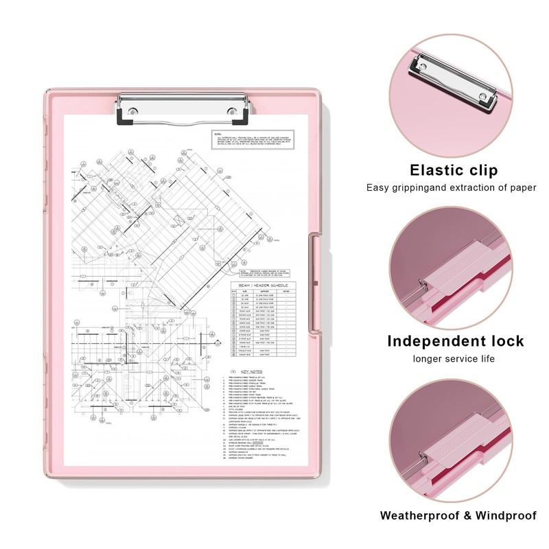 Hongri Clipboard with Storage, Pink 8.5 x 11 Folder Nursing