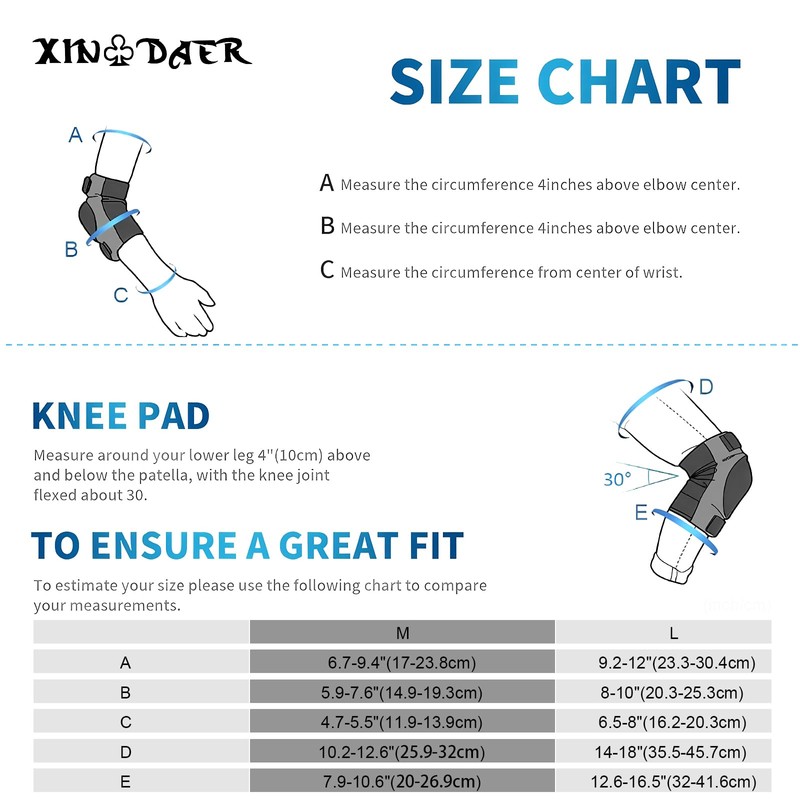 Knee and Elbow Pads Adult - (6 in 1) Knee