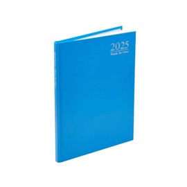 2025 A4 / A5 / A6 Diary Day to Page or Week to View Desk Diary Hard Back Casebound Back Cover (Light Blue, A5 Wtv)