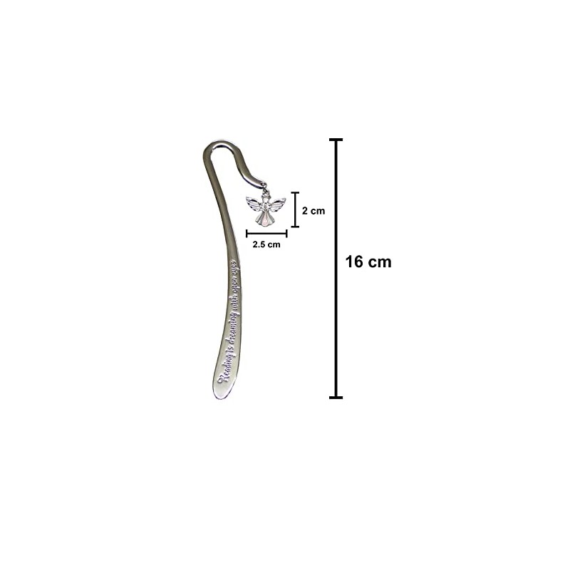 Stunning Shiny Silver Colour Guardian Angel Bookmark with Crystal Effect