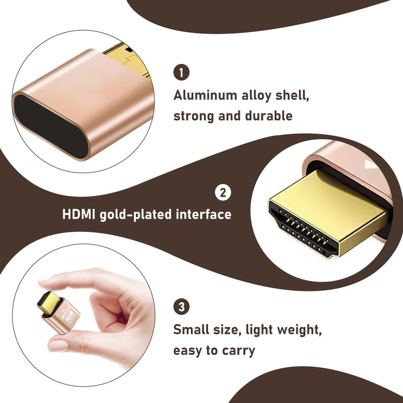 2 PCS HDMI Dummy Plug, 4K@60Hz Display Emulator, Headless Virtual