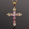 RIZILIA Crucifix Cross Pendant with 45cm(18") Chain & Trapezoid Cut