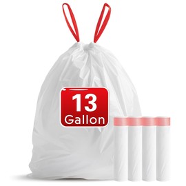FIXSMITH 13 Gallon Trash Bags Drawstring, Garbage Bags 13 Gallon Tall Kitchen,Heavy Duty Trash Bags for Bathroom, Outdoor, Waste Basket and Car, Unscented White Garbage Bags, 20 Pack