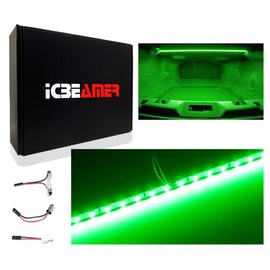 ICBEAMER 12" Green 18 SMDs 2835 LED Strip Light Universal Fit Car Trunk Cargo Area or Interior Illumination