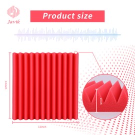 Sound Proofing Acoustic Foam Panels,12 Pcs 2" X 12" X 12" High Density Wedges Acoustic Panels Fireproof Sound Absorbing Wall Panels for Recording Studio, Home, Offices (Red)