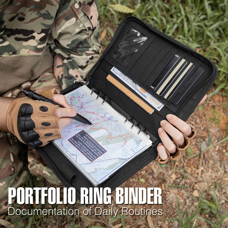 Kosibate Tactical Notebook Padfolio Ring Binder with 80 Sheets, Tactical