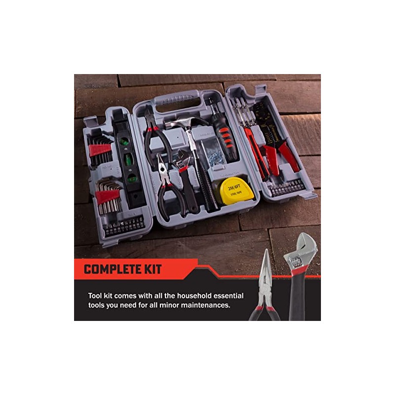 130-Piece Tool Set - Tool Kit with Hammer, Wrenches, Screwdriver,