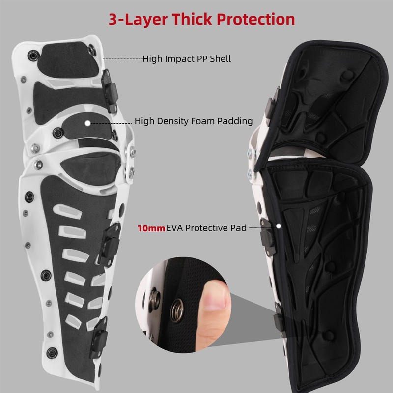 Knee Shin Guards Motorcycle Protective Gear, Knee Pads 3 Sections