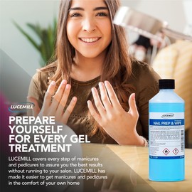 Lucemill Lucemill Nail Prep & Wipe Gel Polish Cleanser - 500ml | Professional Formula for Acrylics & Nail Tips | Alcohol Wipe Off Solution