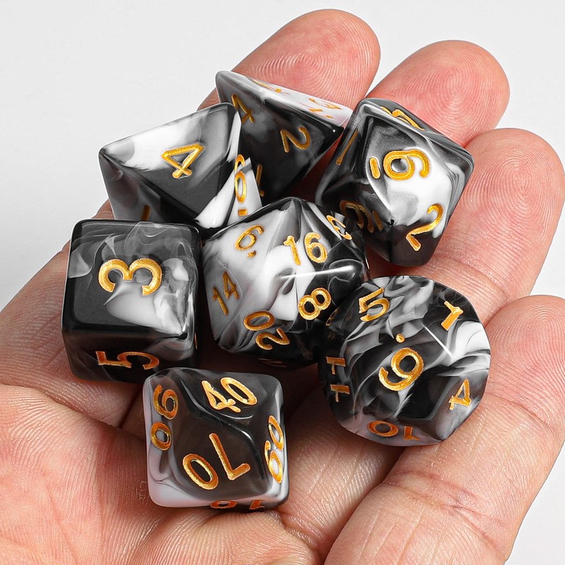 CiaraQ DND Polyhedral Dice Set with a Black Dice Bag