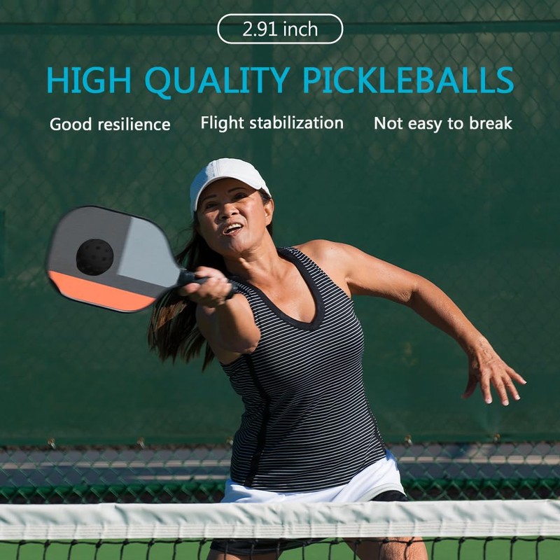 6 - Pack Pickleball Balls, 40 Holes Outdoor Pickleballs, High