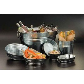 American Metalcraft PTUB87 Natural Galvanized Steel Pail with Handle, 1.16-Gallon, 8" Diameter, Silver (Single Расk)