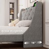 Feonase Twin Bed Frames with Luxury Wingback and Fast Charging