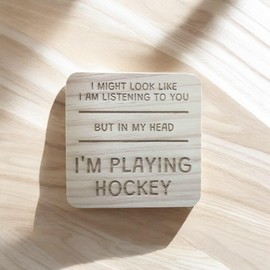 Ashton and Finch Funny Hockey Coaster Laser Engraved Gift Wooden