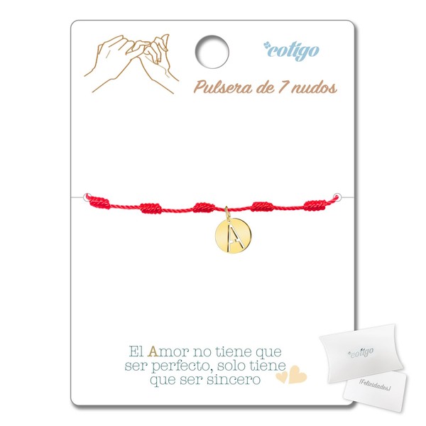cotigo Bracelet 7 Red Knot with Initial Letters A Z