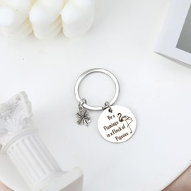 MUCOOS Flamingo Keychain, Lucky Clover Keychain Accessories,Inspirational Keychain,Key Chain for Women,Thank You Gifts for Women,Proud of You Gifts,Keyring with Flamingo Charm and Confidence Quote