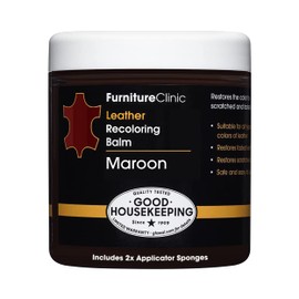 The Original Leather Recoloring Balm by Furniture Clinic - 16 Color Options - Leather Repair Kit for Furniture - Restore Couches, Car Seats, Clothing - Non-Toxic Leather Repair Cream (Maroon)