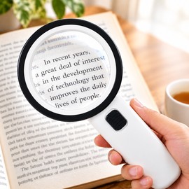 Handheld Magnifying Glass with LED Lights and UV Light for Reading & Inspection