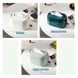 Tissue Box, Tissue Box Holder, Built in Spring, Easy to Install and Replace Tissues with Lid, Elegant Modern Style Decor for Bathroom, Kitchen and Cars (Light Green)