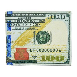 Tems Men's Handcrafted Faux Leather Flip ID Bifold Wallet New Hundred Dollar Bill