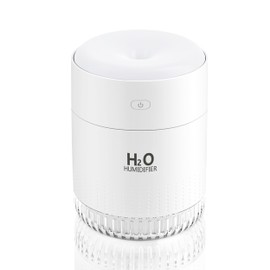 BAMCOO Small Mist Plant Humidifiers, Portable Mini Humidifier, Rechargeable Personal Desktop Humidifier for Bedroom, Office, Nursery, Travel with Night Light,Auto Shut-Off,3 Filter(350ml,white)