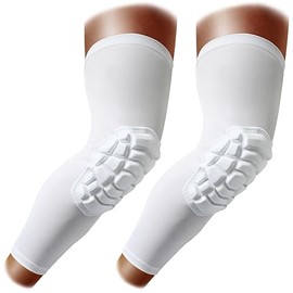 Knee Pads Wrestling Knee Sleeve Compression Leg Sleeves for Volleyball Basketball, Knee Compression Sleeve for Youth and Adult(White_L_2 Pcs)