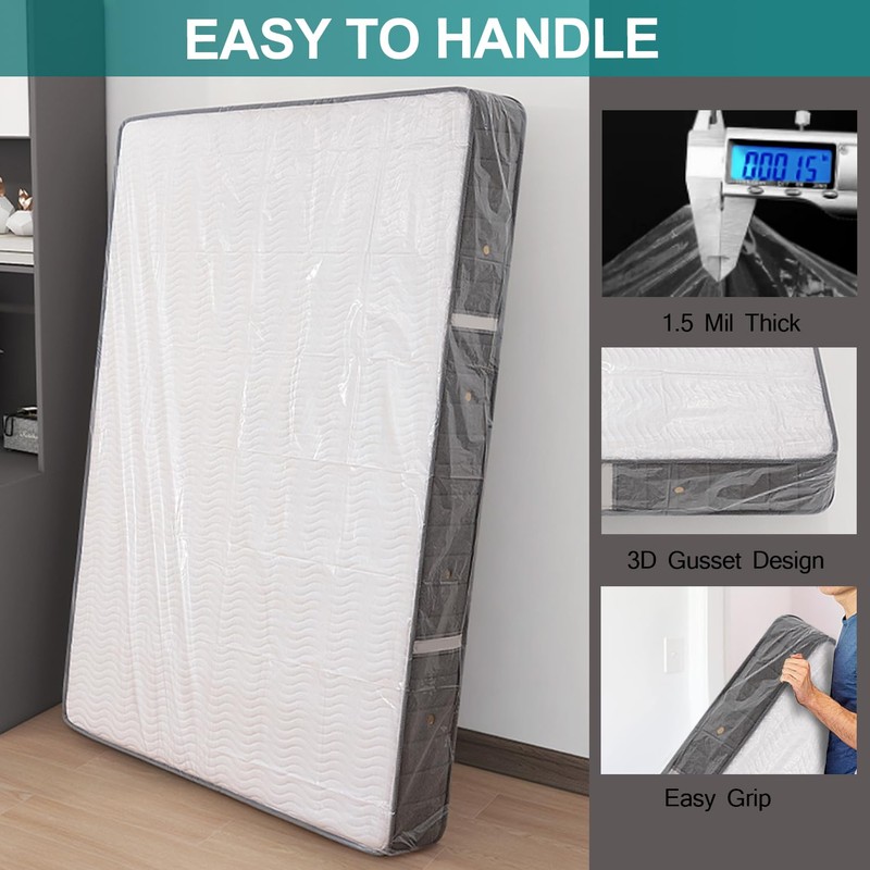 Mattress Bag for Moving Storage - Plastic Mattress Protector Cover,