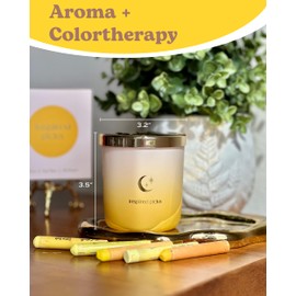 Inspired Picks Natural Candles Non Toxic | Energizing Yellow Candle | Grapefruit & Musk w/Gold Moon & Stars Symbol – (Luxury) Healing Gifts for Women, Scented Candles for Home, Candles for Mom