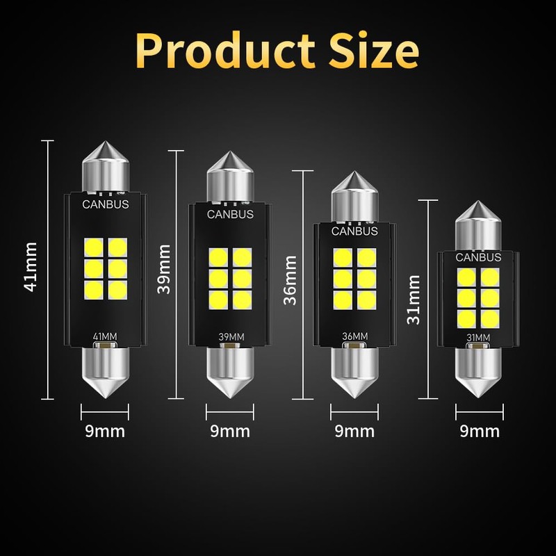 YaaGoo Car Interior Lights 3030 6 SMD 300LM 6000K DC