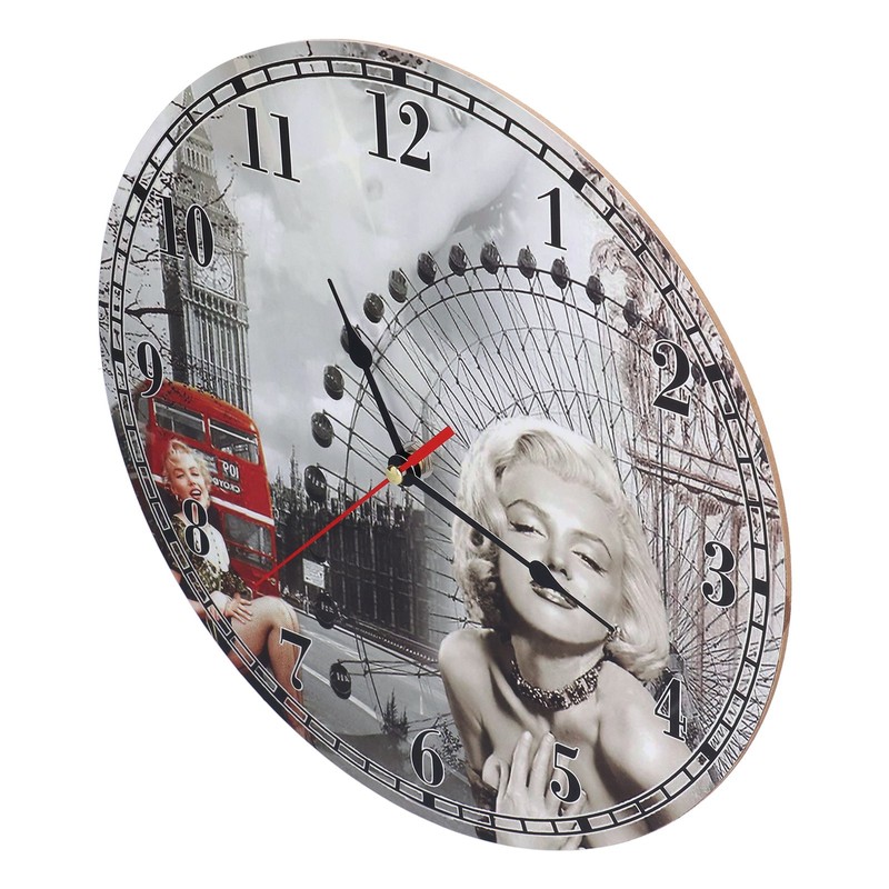 Wall Clock Antique Non Ticking Round Wall Clock Wooden Arabic