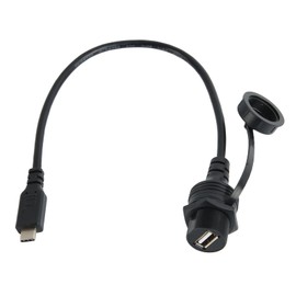 Waterproof Type C to USB 2.0 Flush Panel Dashboard Mount Extension Cable for Car Truck Boat Motorcycle