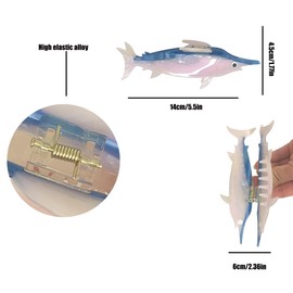 Sea Creature Shape Hair Claw Clip，Funny Swordfish Shape Acetate Hair Clip，Cute Hair accessories ，Big Claw Barrettes For Women. (Swordfish-Powder Blue)