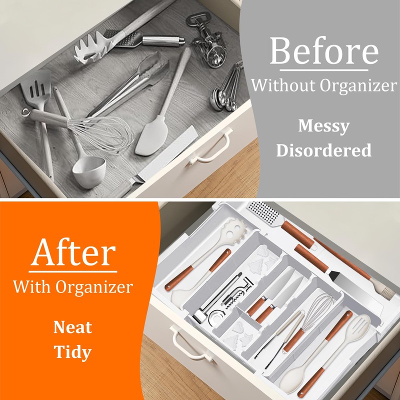 Spaclear Large Utensil Drawer Organizer Expandable Silverware Organizer for Kitchen