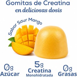 Fitgoom Gomitas de Creatina Monohidratada 5g 90 Gomitas 30 Porciones Sin Azúcar Sin Gluten Soporte Cognitivo y Físico Fuerza Músculo y Enfoque Sabor Sour Mango Fórmula Premium